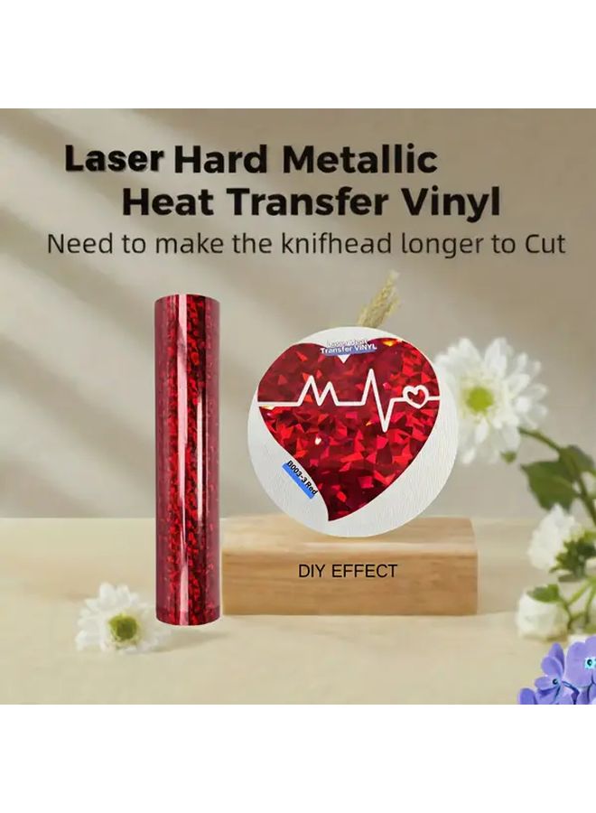 Red Blue Green Laser Hard Metallic Heat Transfer Vinyl 9.8INx5FT Durable Vibrant DIY Crafts - Image 4